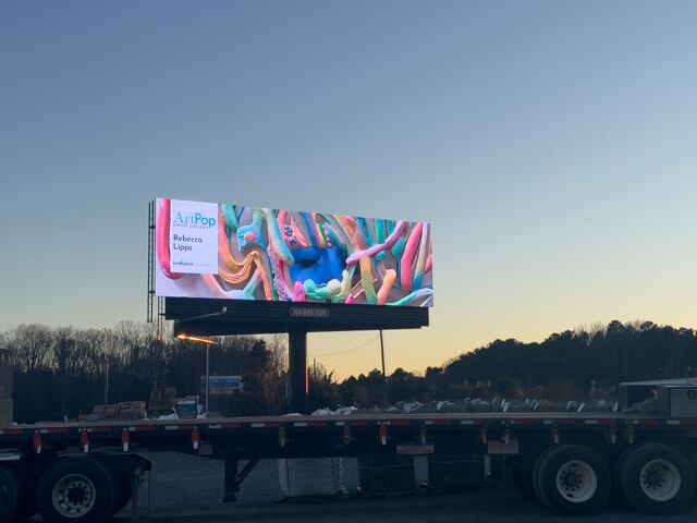 Image of Rebecca Lips's work on a digital billboard